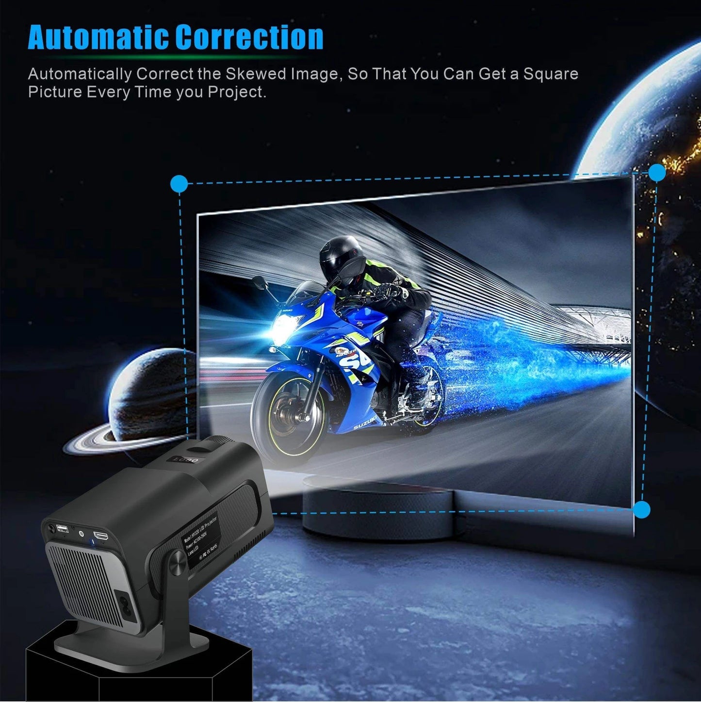 Nexscan HY320 Mini 4K Support,Native HD Android/Wifi/Bluetooth Autokeystone Freestyle (5000 lm / 1 Speaker / Wireless / Remote Controller) Portable Projector (Black)
