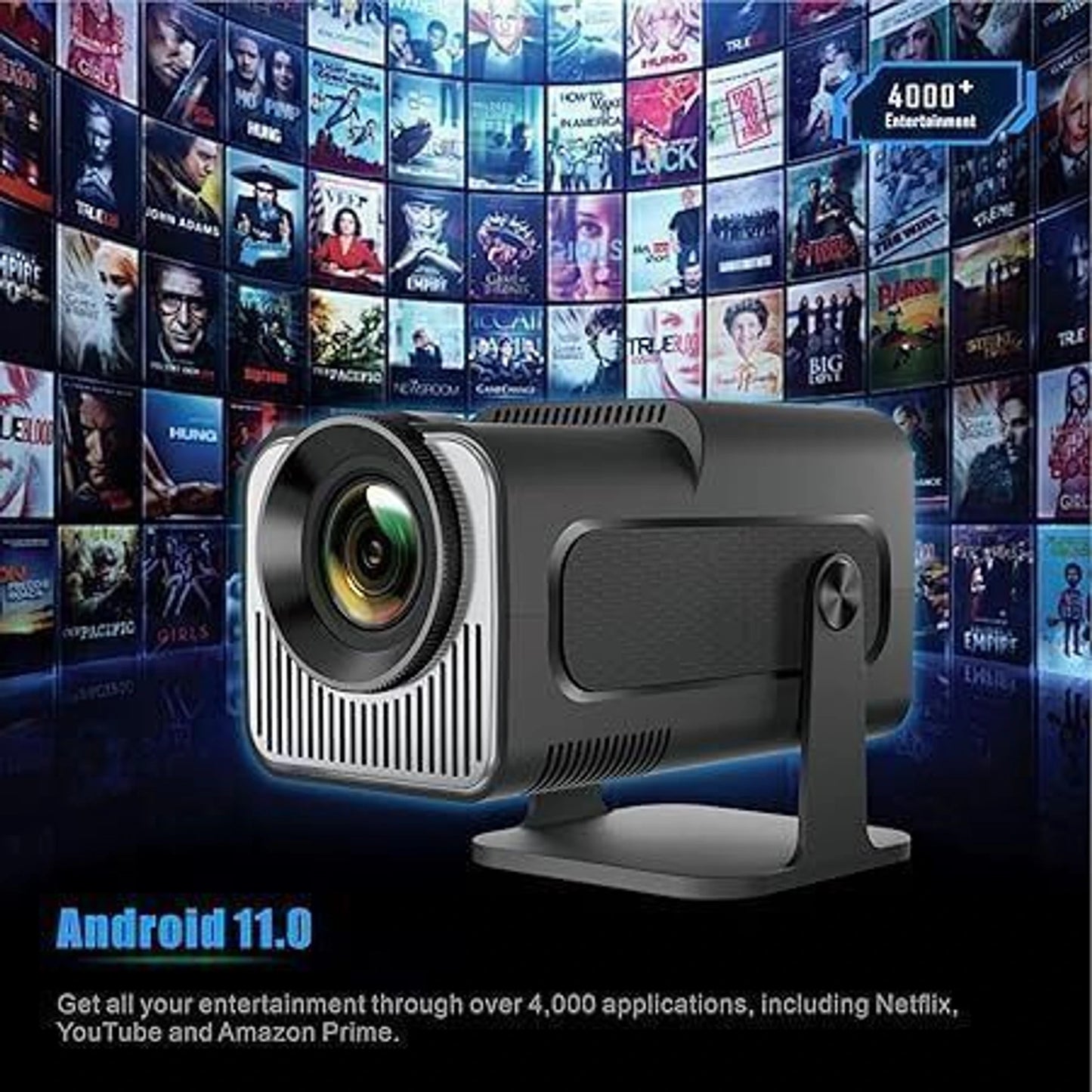 Nexscan Mini HY320 4K,Native HD Android 11 Wifi BT Miracat Autokeystone Freestyle (5000 lm / 1 Speaker / Wireless / Remote Controller) Portable Projector (Black)